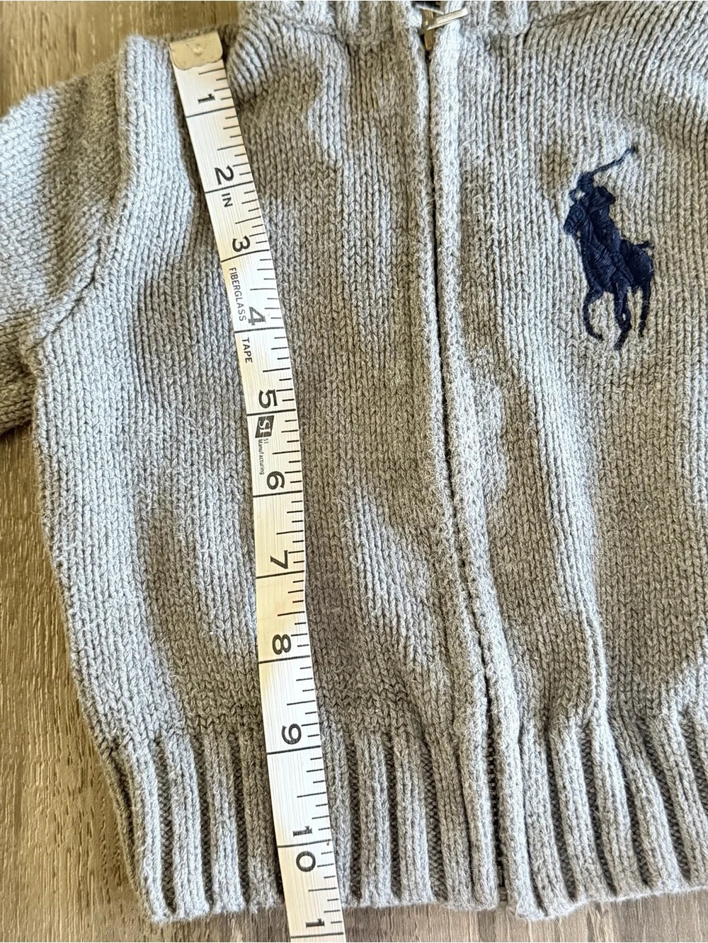 Polo Ralph Lauren Baby Boy Full-Zip Cotton Sweater (Size 9M) - Gray